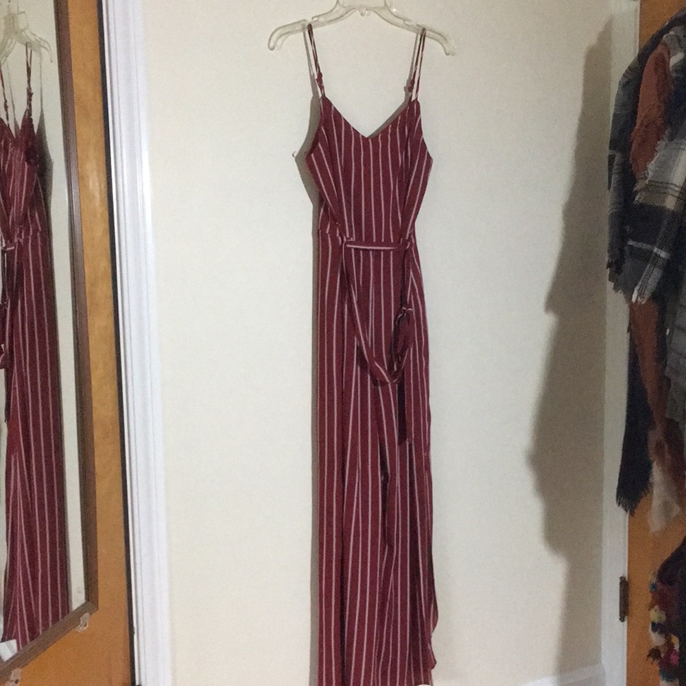 Red and white stripe jumpsuit